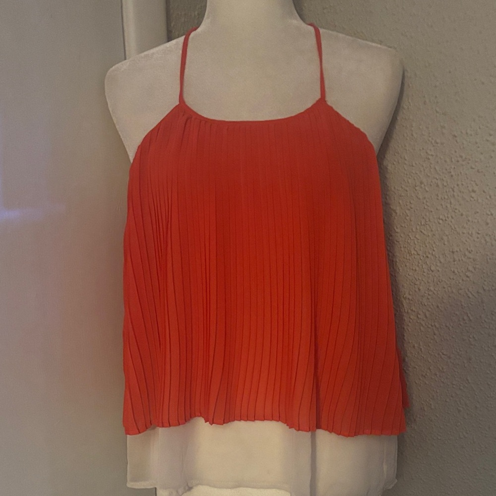 Ya Los Angeles Coral Pleated Tank Top M Summer Soft Girl Y2K RetroGirl Glam Twee